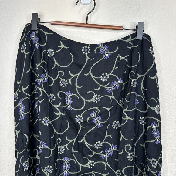 Vintage‎ Maxi Skirt Black Flower Modest Trad Wife 14 Cottage Core Church - Picture 2 of 9